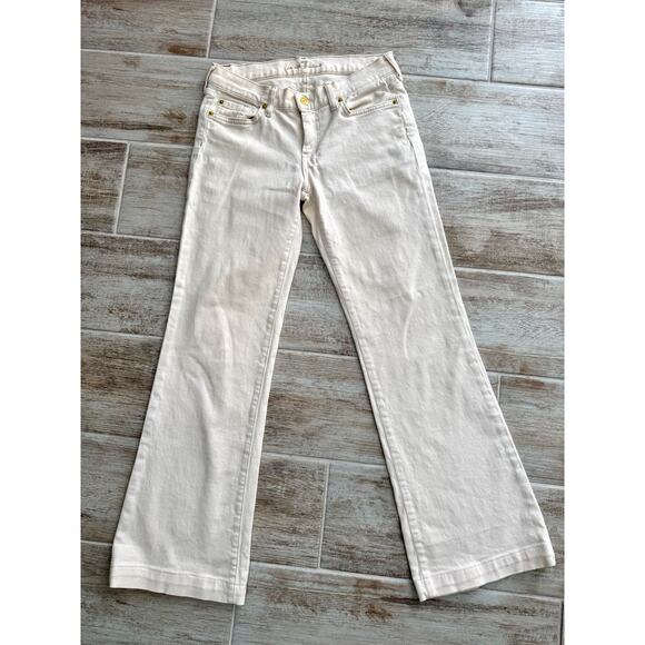 7 For All Mankind Dojo Jeans low rise 28 Cream Wide Leg flare Y2K vintage 90s - Picture 4 of 7